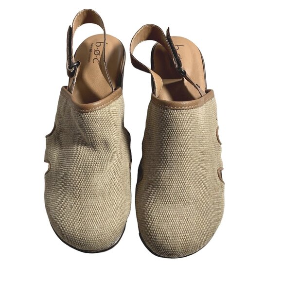 BOC Born Shoes Womens 9 M Lyza Tan Canvas Adjustable Slingback Block Heel Mules - Picture 9 of 9